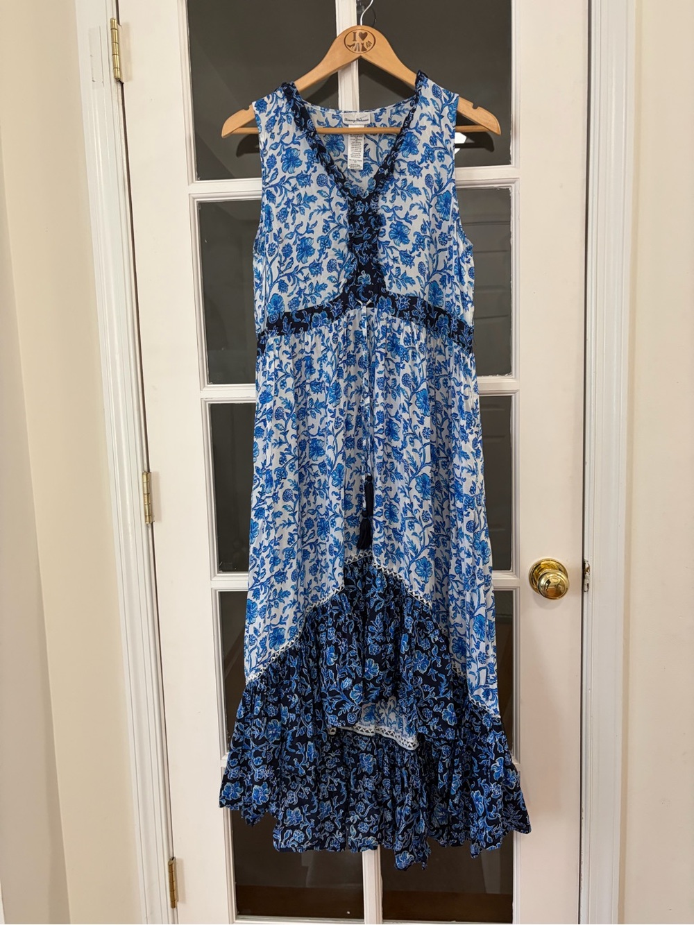 TOMMY BAHAMA Woodblock  Ruffle Dress - Size S - Picture 2 of 7